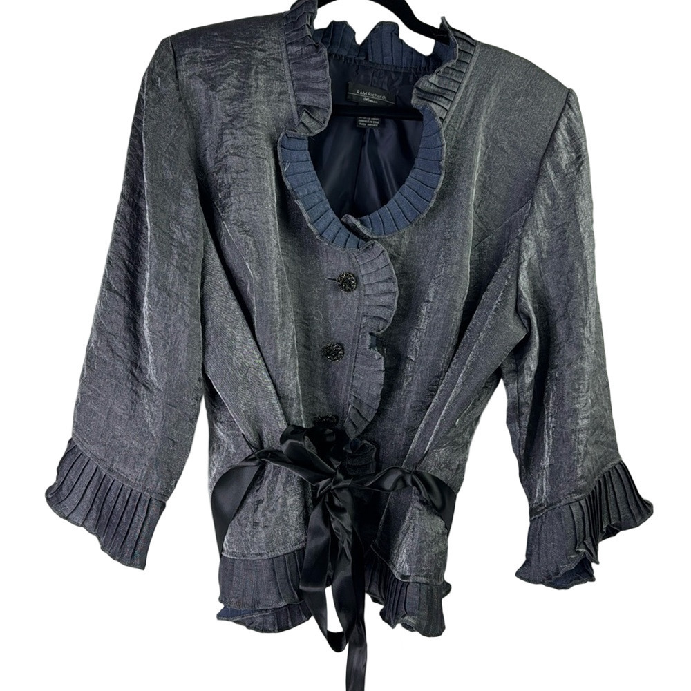 R & M Richards Evening Metallic Grey Fancy Blazer